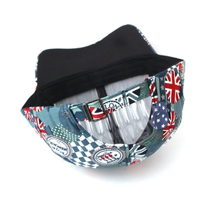 Vintage cotton baseball cap with Union Jack graffiti and adjustable metal buckle