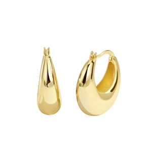 Modern gold-plated brass chunky C-shape hoop earrings with minimalist polished finish