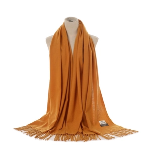 Solid color imitation cashmere scarf winter warm tassel shawl elegant women neck warmer drape