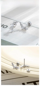 Detailed view of zircon star stud earrings with a secure screw-back closure design
