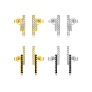 S925 sterling silver bar stud earrings set with sparkling cubic zirconia in four styles