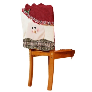 Weihnachts-Stuhlhussen mit Schneemann-Motiv aus Jute und Vlies für die festliche Tischdeko