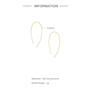 Dettaglio di orecchini a forma di U in argento sterling 925 placcato oro da 1g