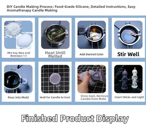 DIY tutorial showing skull candle making process using silicone molds and soy wax