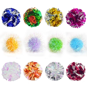 Crinkle Paper Cat Toy Balls Metallic Foil Iridescent Sparkle Pom Poms Interactive Play For Indoor Cats Kittens