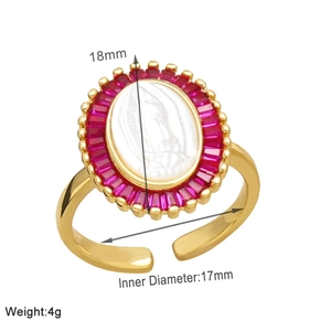 Detailansicht des Maria-Rings mit rosa Zirkonia-Steinen und Größenangaben in Millimetern