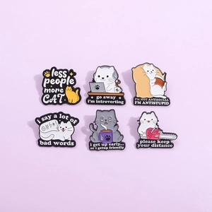 Funny Cartoon Cat Enamel Brooch Pin Cute Alloy Badge For Clothing Backpack Decoration Personality Jewelry