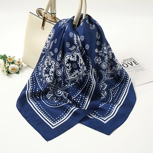 Paisley Print Square Scarf Imitation Satin Satin Neck Kerchief Bohemian Style Elegant Women Handbag Scarf Accessories