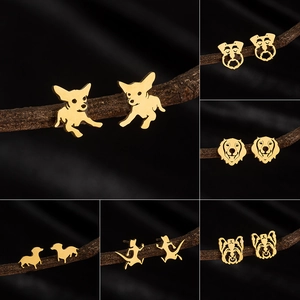 Süße Haustier Hund Welpe Tier Silhouette Edelstahl Ohrstecker Hohle Kleine Mode Schmuck Für Frauen