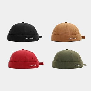 Unisex Cotton Docker Hat Brimless Cap With Russian Letter Embroidery Adjustable Metal Buckle Hip Hop Streetwear Miki Hat