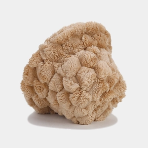 Winter retro pineapple texture plush bucket hat in camel brown with soft faux fur finish