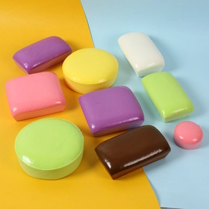 Set of 9 colorful slow-rebound PU foam bread toy models in various shapes and pastel colors