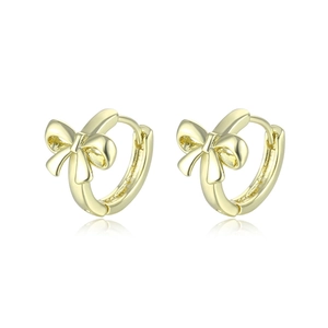 Elegant 18K gold butterfly bow hoop earrings for women with a minimalist polished finish
