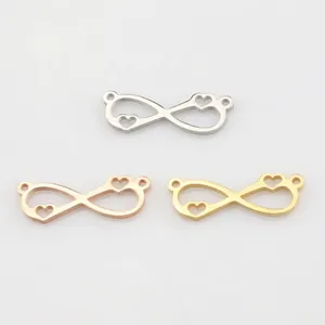 Stainless Steel Infinity Heart Connector Charm Mirror Polished Double Hole Jewelry Link For DIY Necklace Bracelet Making