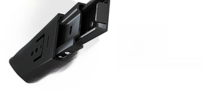 Detail of a black silent sliding rail with robust cold-rolled steel telescopic structure