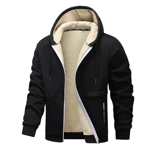 Herren Hoodie mit Reißverschluss Schwerer Winter Sherpa-Fleece Futter Warme Wattierte Jacke Kapuzenpullover Casual Outdoor Sportmantel