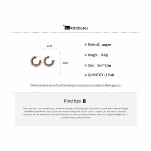 Specifiche dettagliate del prodotto per orecchini a C a righe con perni in argento 925