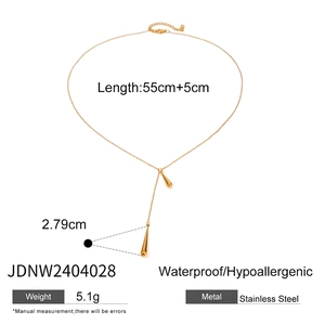 Détails des dimensions et poids du collier en Y en acier inoxydable doré 55+5cm