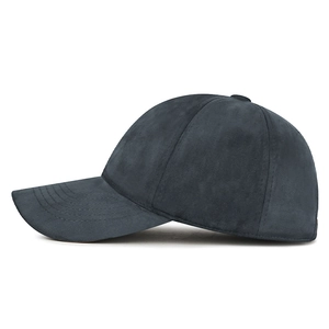 Unisex dark grey velvet baseball cap with fleece lining and premium suede texture