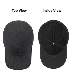 Detail showing the thick woolen texture, top view and warm inner lining of the winter cap