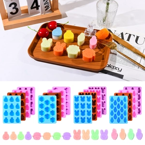 Animal Shape Silicone Mold For Chocolate Candy Ice Cube Soap Making Flexible Rabbit Carrot Sheep Chick Baking Mold