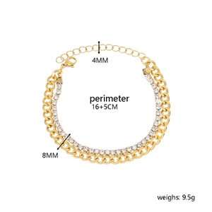 Detail showing 4MM CZ tennis chain and 8MM Cuban link double layer bracelet dimensions