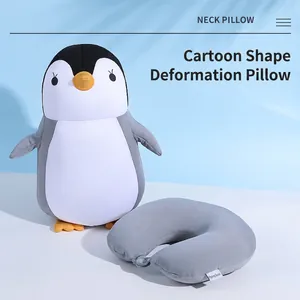 Convertible Dual-Purpose Neck Pillow Cartoon Animal Plush Toy U-Shaped Travel Cushion Foam Filling Soft Portable For Office Nap