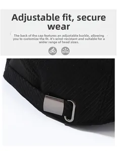 Detail of adjustable metal buckle on winter thermal cap for size customization