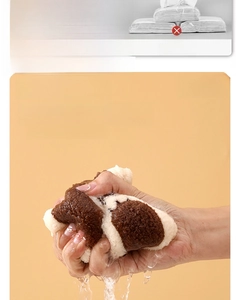 Detail of 3-layer thickened absorbent coral fleece hand towel with cartoon animal design