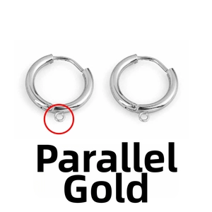 Detail view of 12mm parallel gold stainless steel earring clips with small welding rings