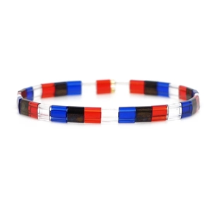 Bracciale Tila stile bohémien con tessere rettangolari smaltate colorate per coppie