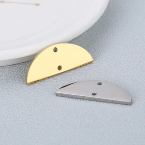 Polished gold and silver stainless steel semi-circle connectors for DIY jewelry making