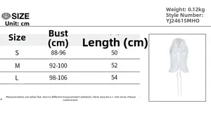 Detailed size chart for ruffled halter neck beach top showing measurements in cm
