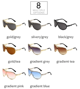 Grid view showing eight multiple color options for retro oversized aviator sunglasses