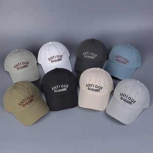 Detail view of quick-dry nylon baseball caps in eight various colors with embroidery