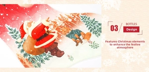 Close-up of Santa Claus and reindeer prints on festive red and white Christmas stockings