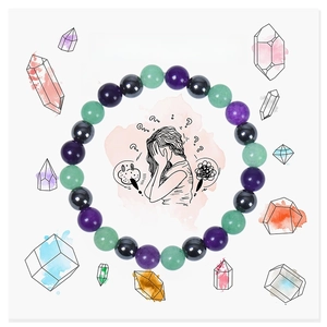 Detail of 8mm amethyst and tiger eye stone beads for anxiety and stress relief