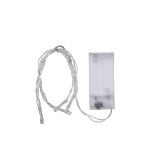 Detail of transparent LED battery box with silver wire for Christmas decoration kit