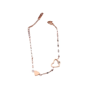 Minimalist rose gold heart charm bracelet in stainless steel with K18 engraved detail