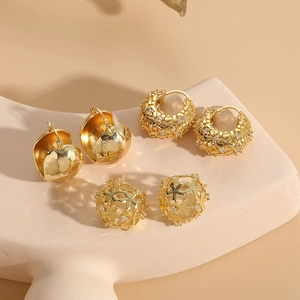 Geometric Hoop Huggie Earrings 14K Gold Plated Copper Cubic Zirconia Elegant Luxury Style For Women Daily Jewelry