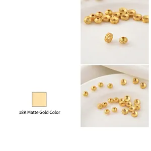 Alloy Spacer Beads Matte Gold Plated UFO Wheel Shape Textured DIY Jewelry Making Findings Components