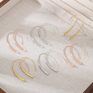 Minimalist stainless steel U-shaped earrings in gold silver and rose gold finishes