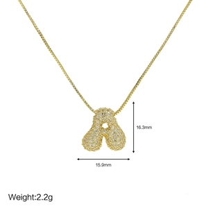 18k gold plated bubble letter R necklace with dimensions 16.3mm by 15.9mm