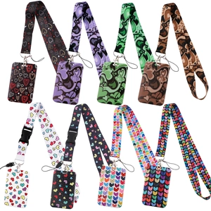 Polyester lanyard card holders in eight varied colors with heart and abstract designs