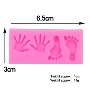 Pink silicone baby hand and footprint mold for chocolate fondant cake decoration