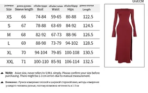 Guide des tailles détaillé pour robe longue ajustée à épaules dénudées bordeaux
