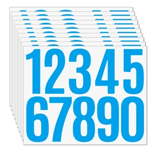 Detail showing 3-inch waterproof blue vinyl numbers 0-9 stickers for mailboxes