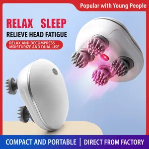 Electric Scalp Massager Soft Silicone Multi Head Kneading IPX7 Waterproof Wet Dry Red Light Therapy Rechargeable Body Relaxation