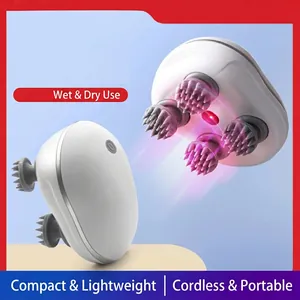 Electric Scalp Massager Soft Silicone Multi Head Kneading IPX7 Waterproof Wet Dry Red Light Therapy Rechargeable Body Relaxation