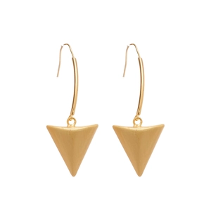 18k gold plated brushed metal triangle drop earrings with minimalist geometric hook design